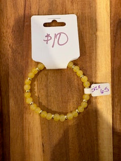 Golden Sun Frosted Beaded Bracelet with Gold Accents (Size 6.5)