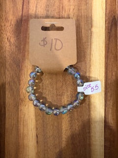 Iridescent Crystal Glow Beaded Stretch Bracelet (Size 5.5)