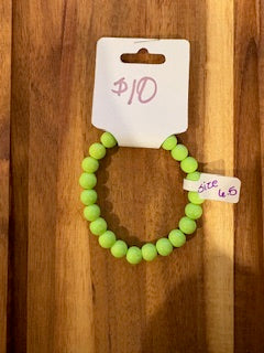 Lime Pop Matte Beaded Stretch Bracelet (Size 6.5)
