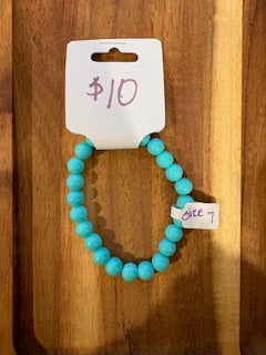 Turquoise Sky Gloss Beaded Stretch Bracelet (Size 7)