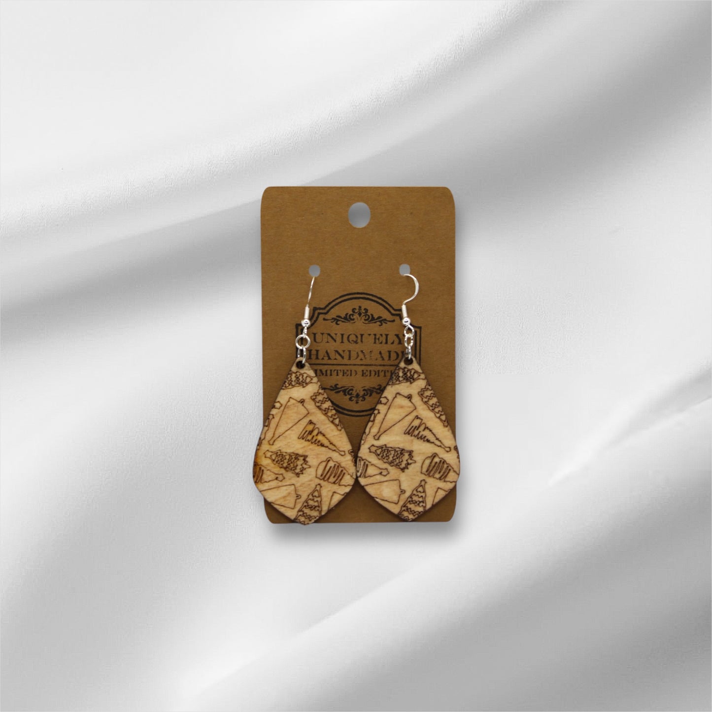 Wooden Christmas Trees Earring