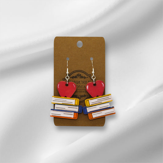 Wooden Teacher Books Earring