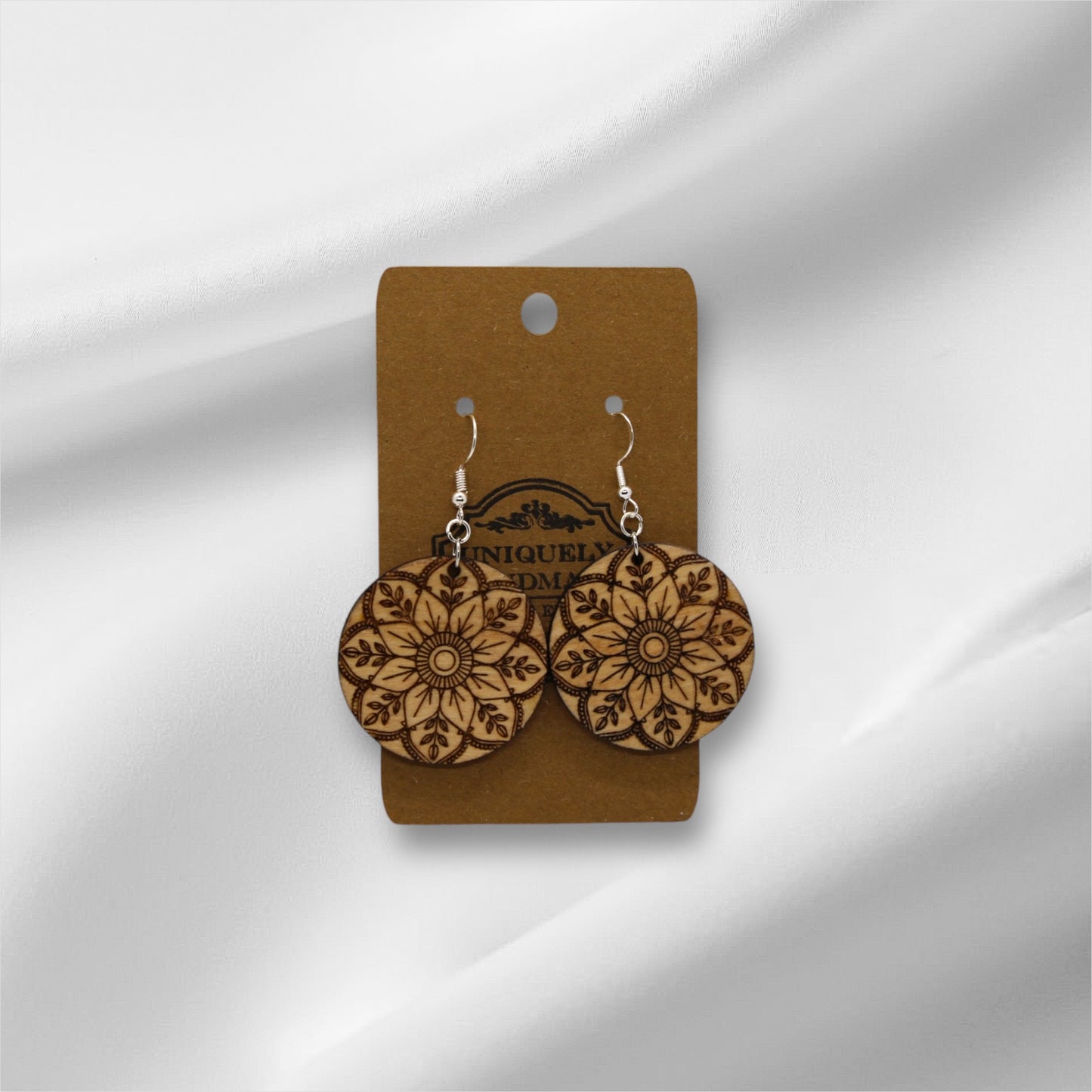 Wooden Circle Flower Earring