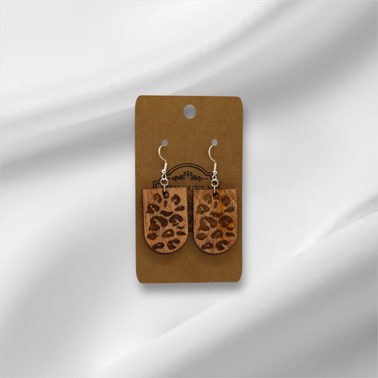 Wooden Cheetah Print Earring