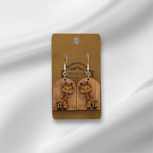 Wooden Giraffe Earring