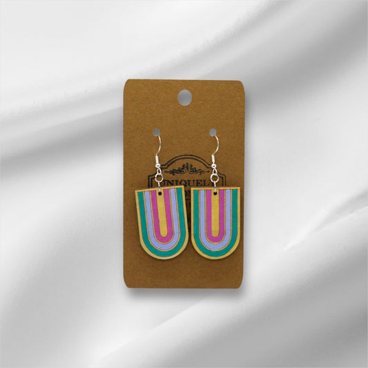 Wooden Rainbow Earring