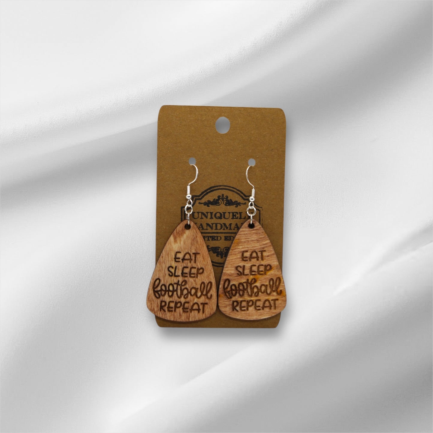 Wooden Football Earring