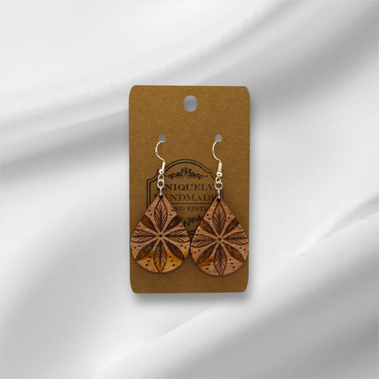 Wooden Snowflake Earring