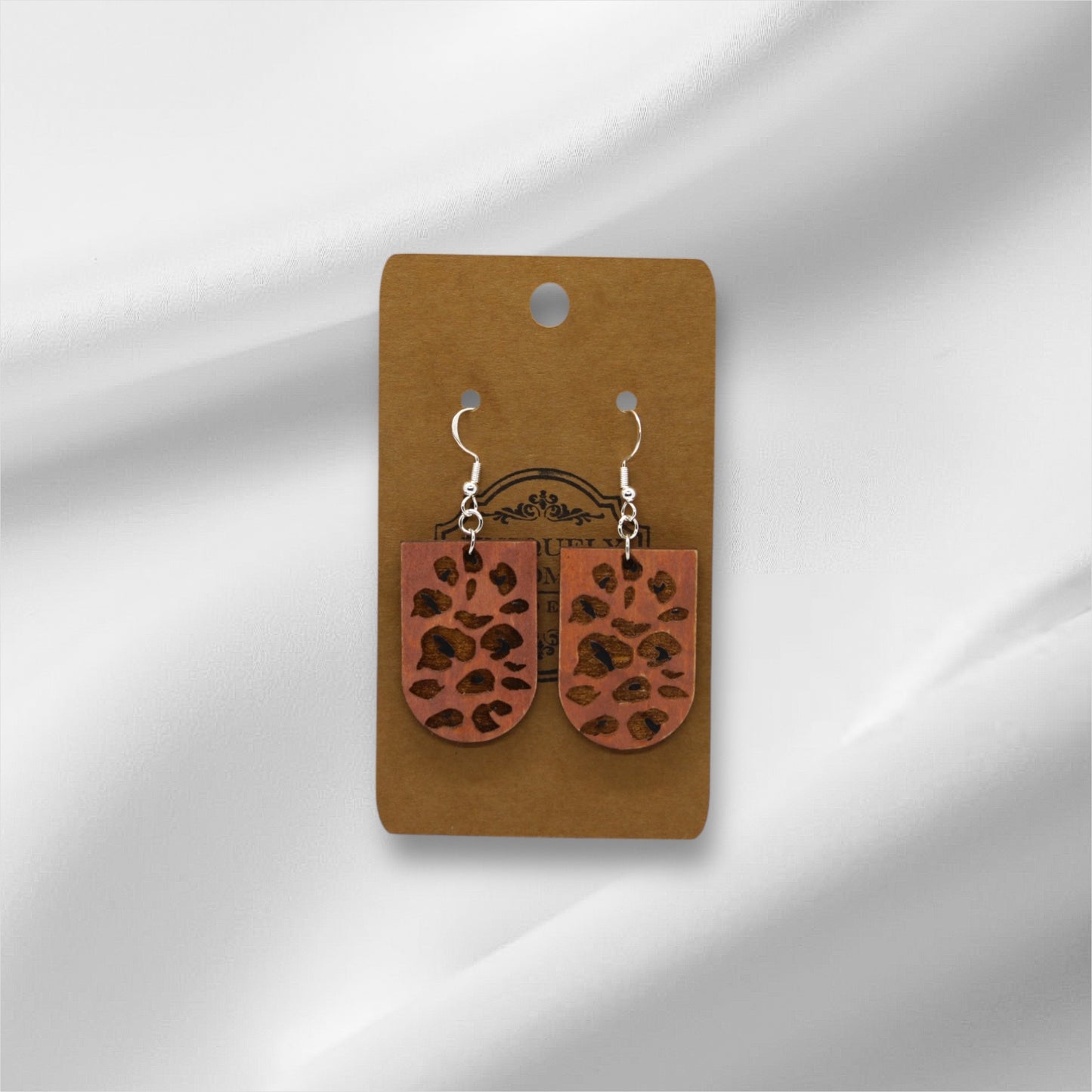 Wooden Black Cheetah Print Earring