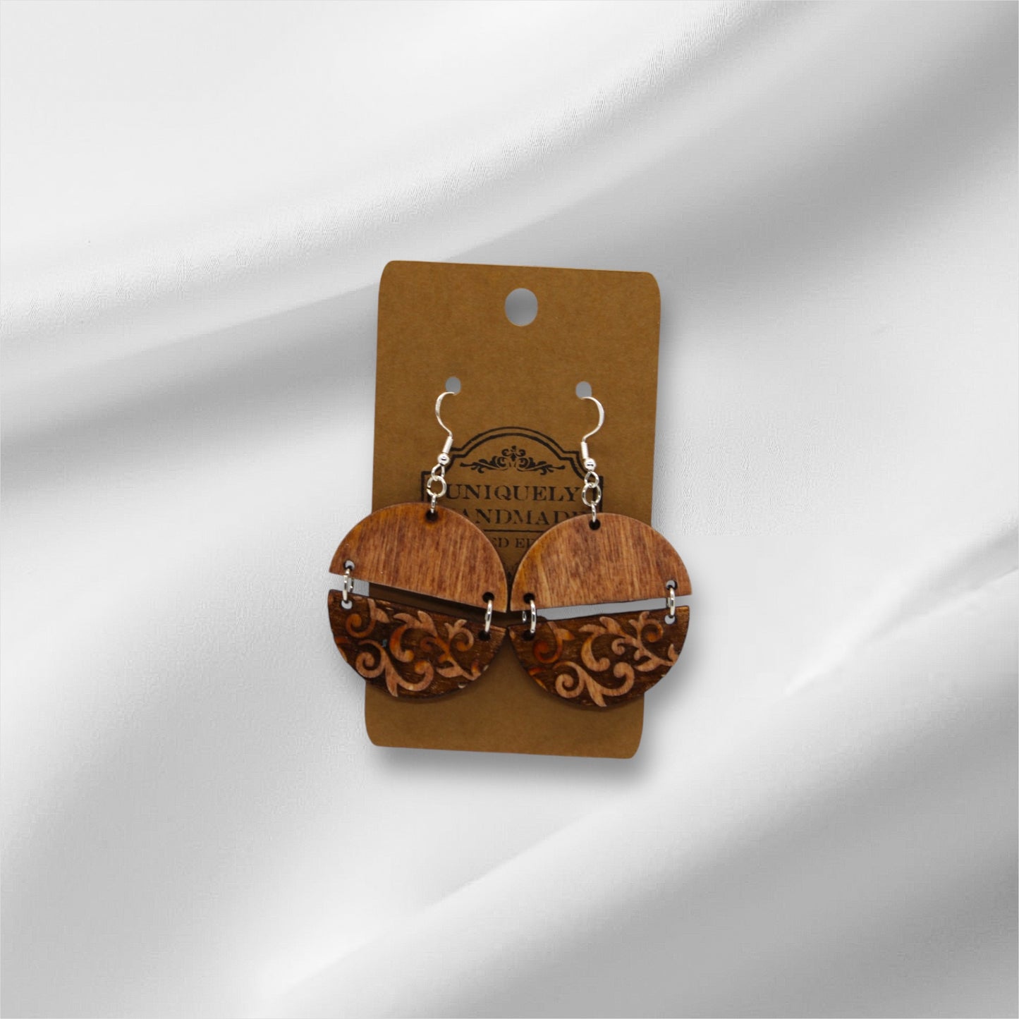 Wooden Swirls Earring