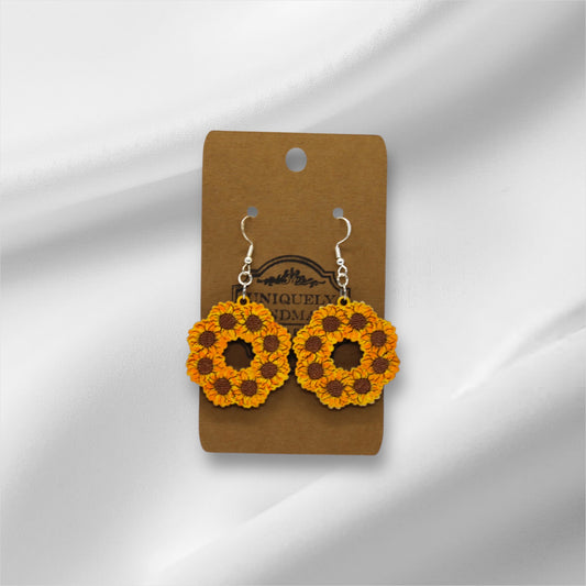 Wooden Light Sunflower Reef Earring