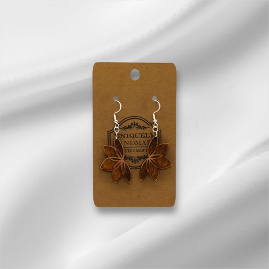 Wooden Half Flower Earring