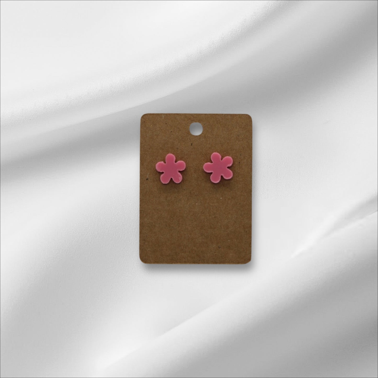 Acrylic Pink Flower Studs