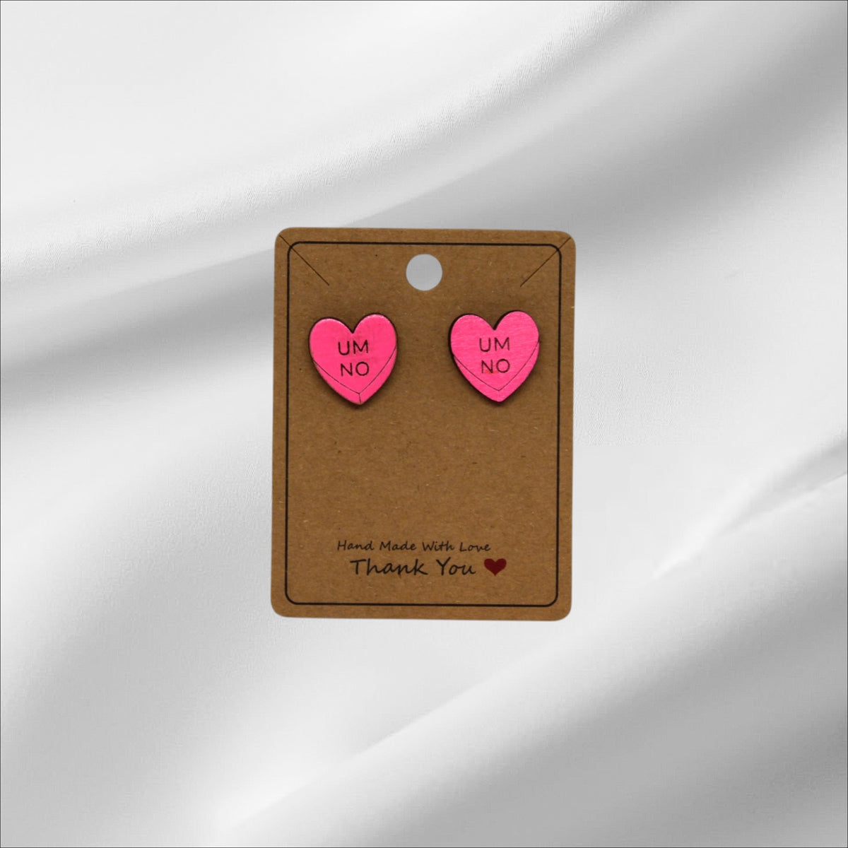 Wooden Pink Heart Um No Stud