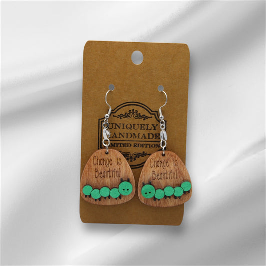 Wooden Caterpillar Earring