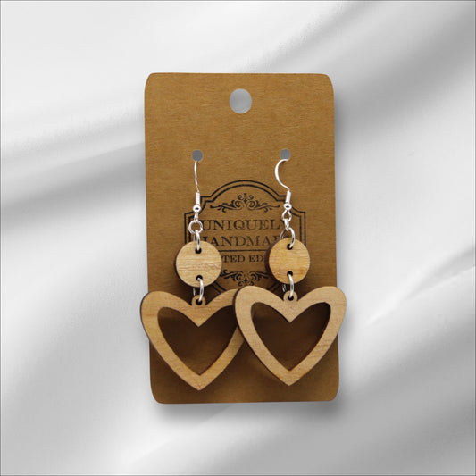 Wooden Heart Earring