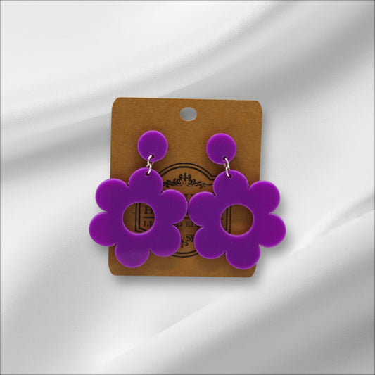 Purple Acrylic Flower Earring