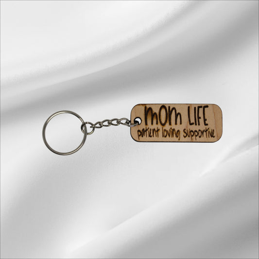 Wooden Mom Life Keychain