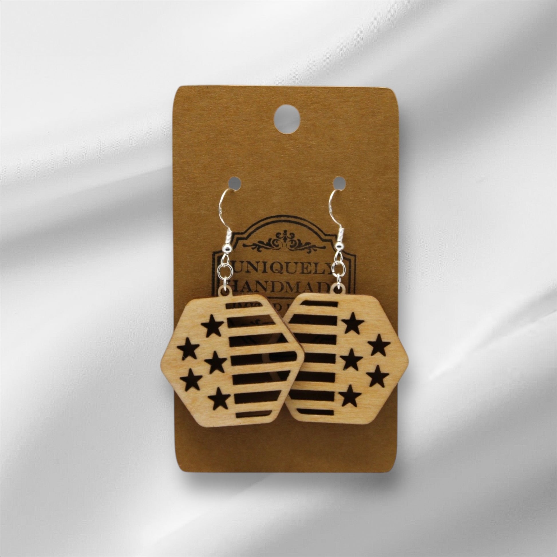 Wooden Flag Earring