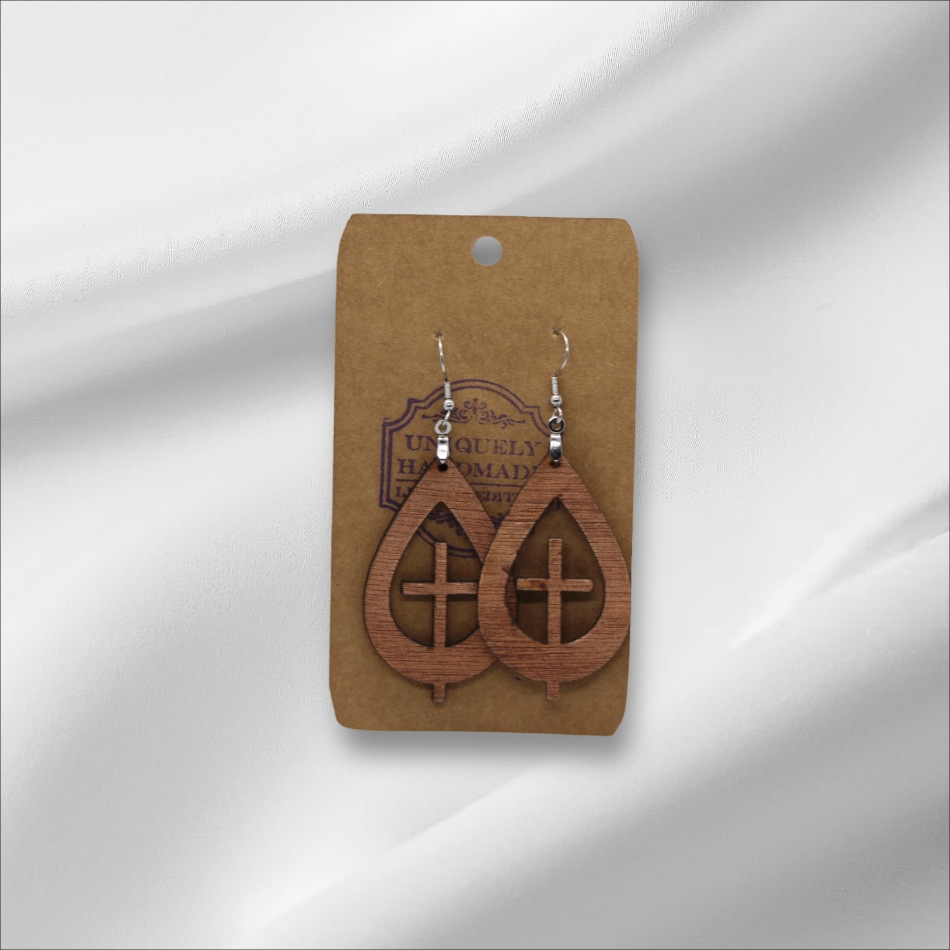 Wooden Cross Earring