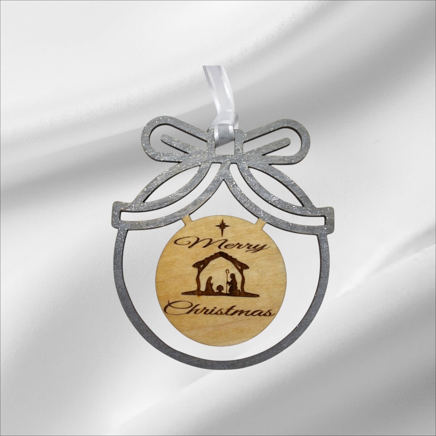 Silver Merry Christmas Bell Ornament