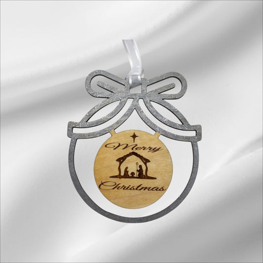 Silver Merry Christmas Bell Ornament