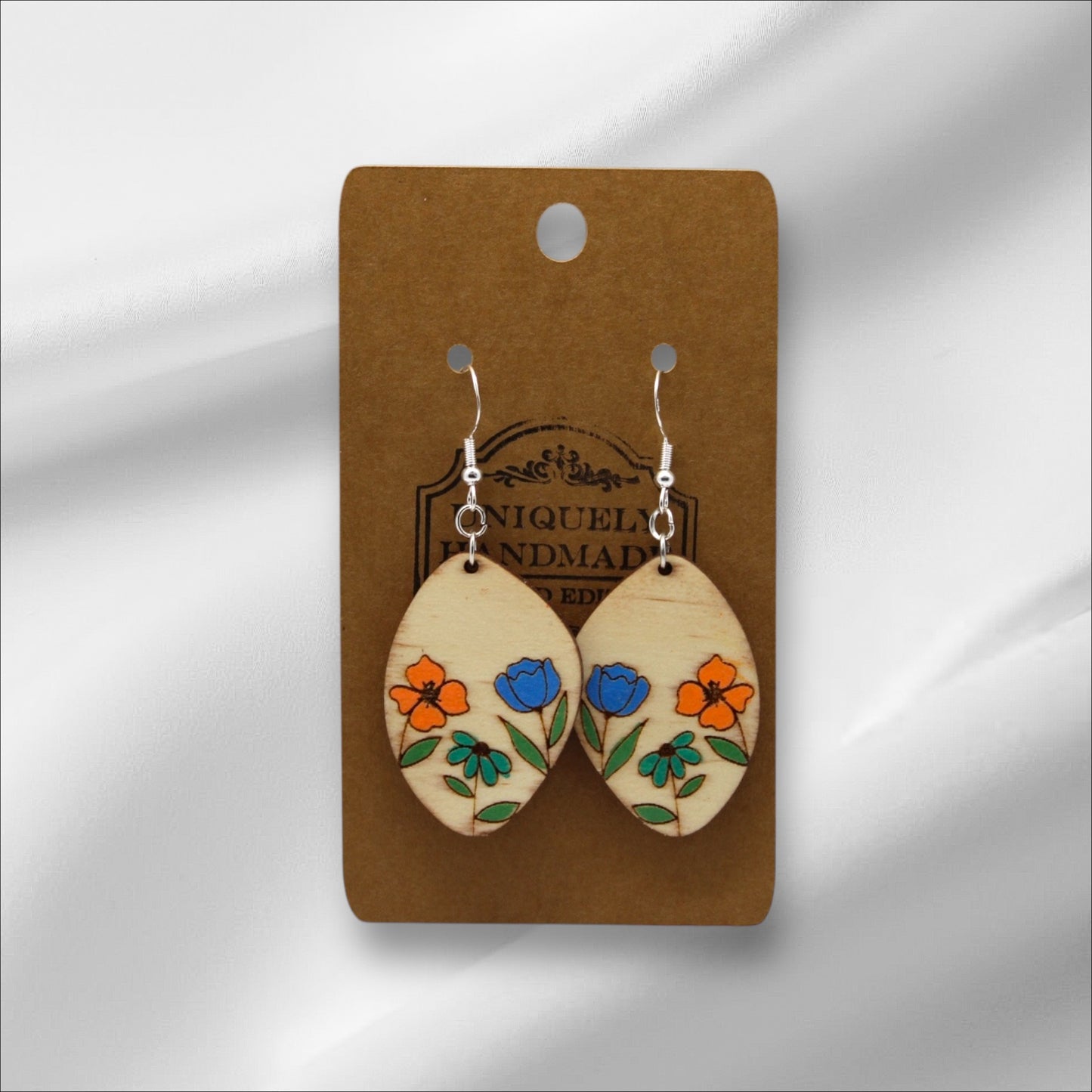 Wooden Multi Color Flowers Earring