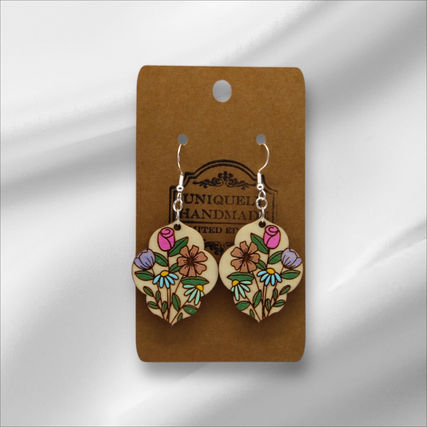 Wooden Multi Color Flowers Earring