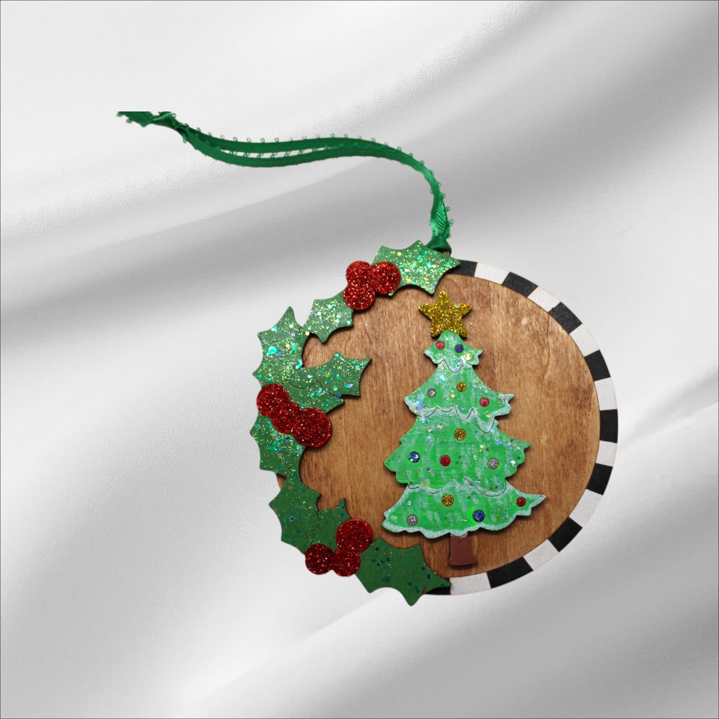 White Christmas Tree Mistletoe Ornament