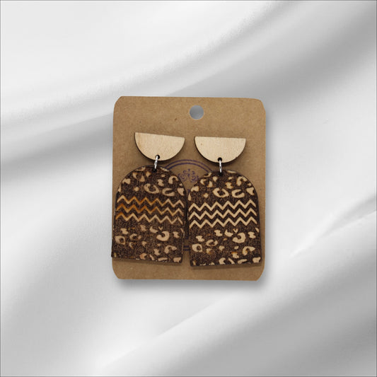 Wooden Cheetah Print Earring