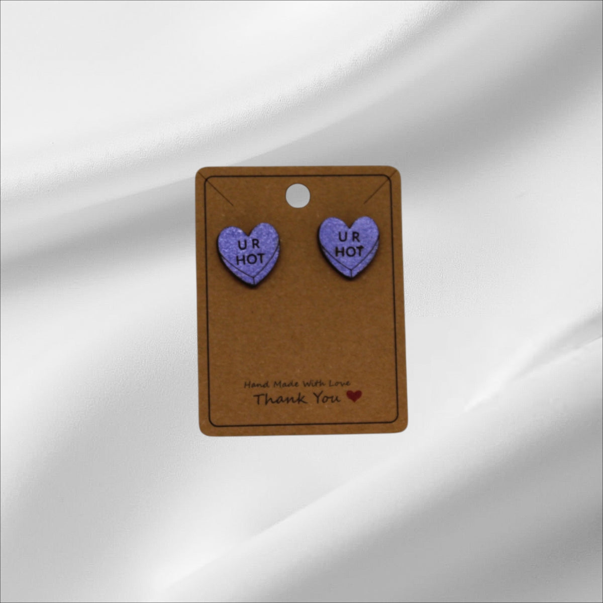 Wooden Purple Heart Ur Hot Stud