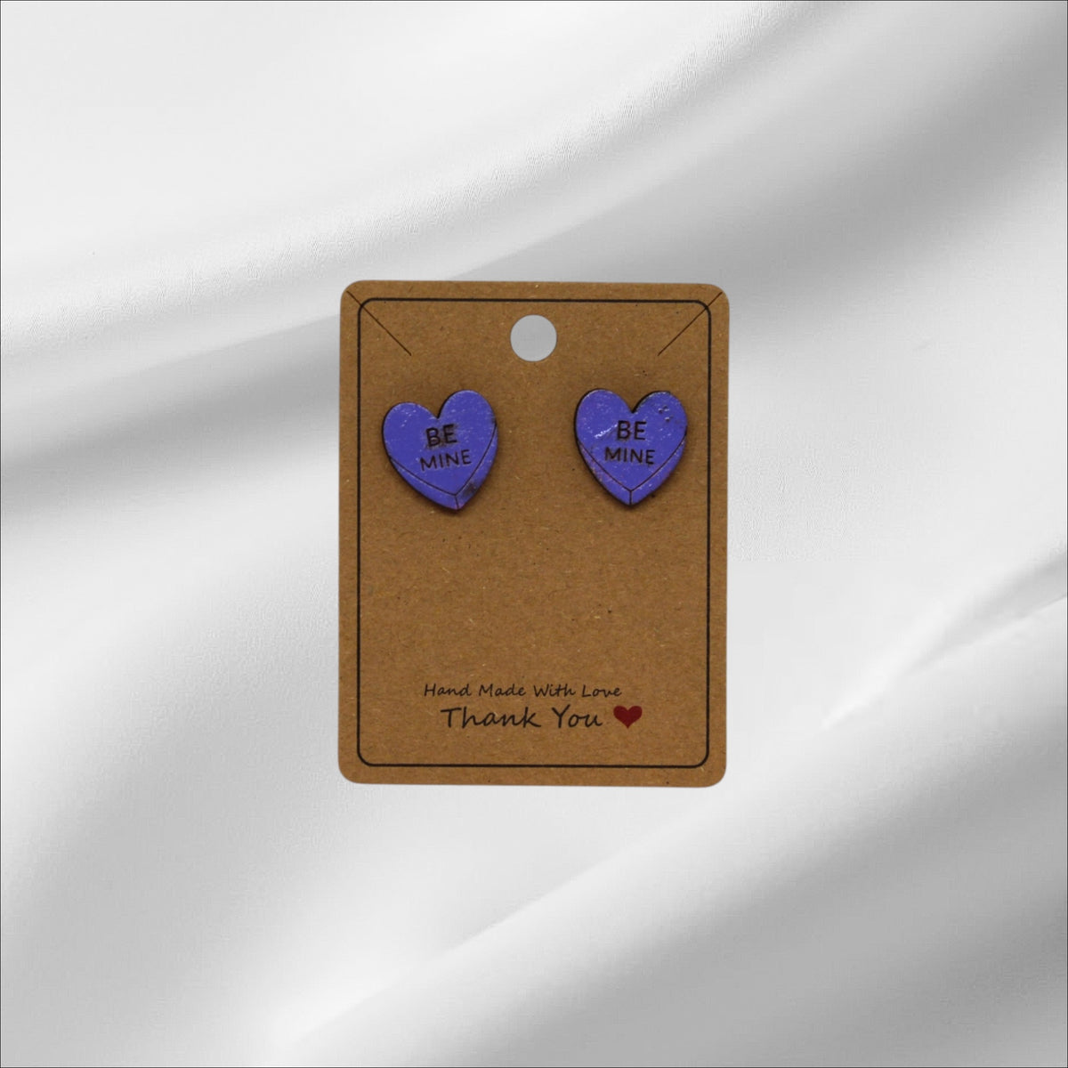 Wooden Purple Heart Be Mine Stud