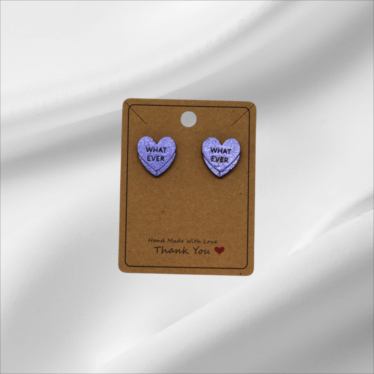 Wooden Purple Heart What Ever Stud
