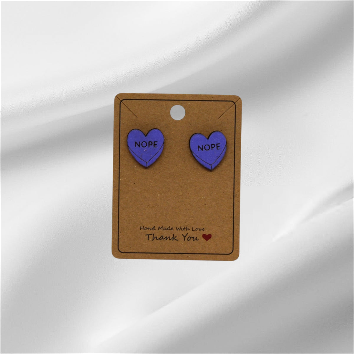 Wooden Purple Heart Nope Stud