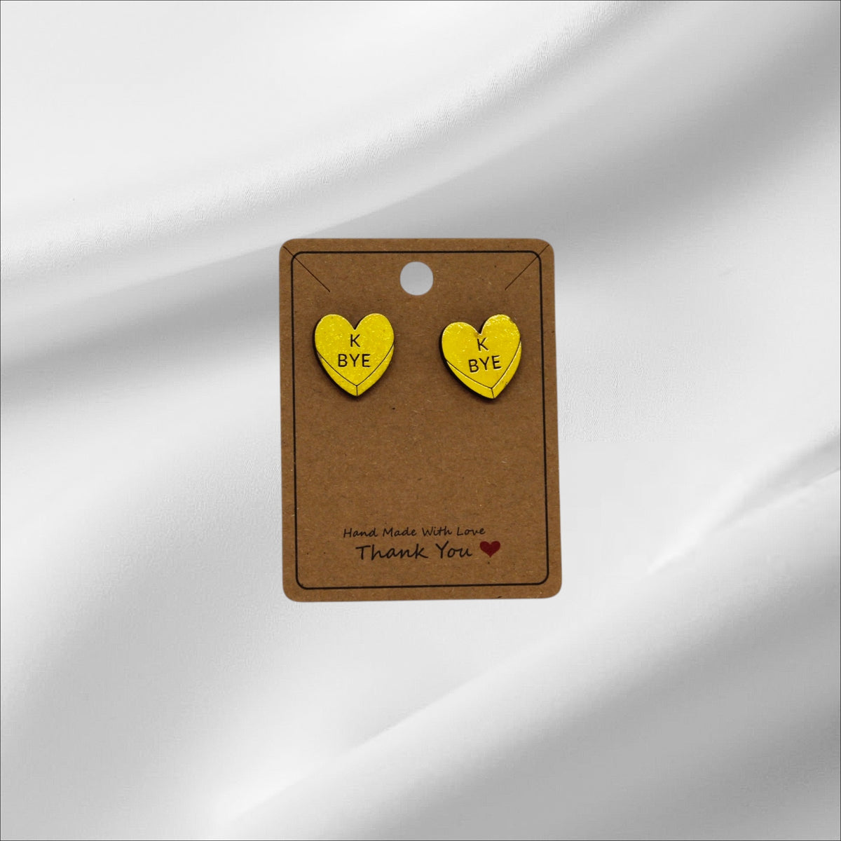 Wooden Yellow Heart K Bye Stud