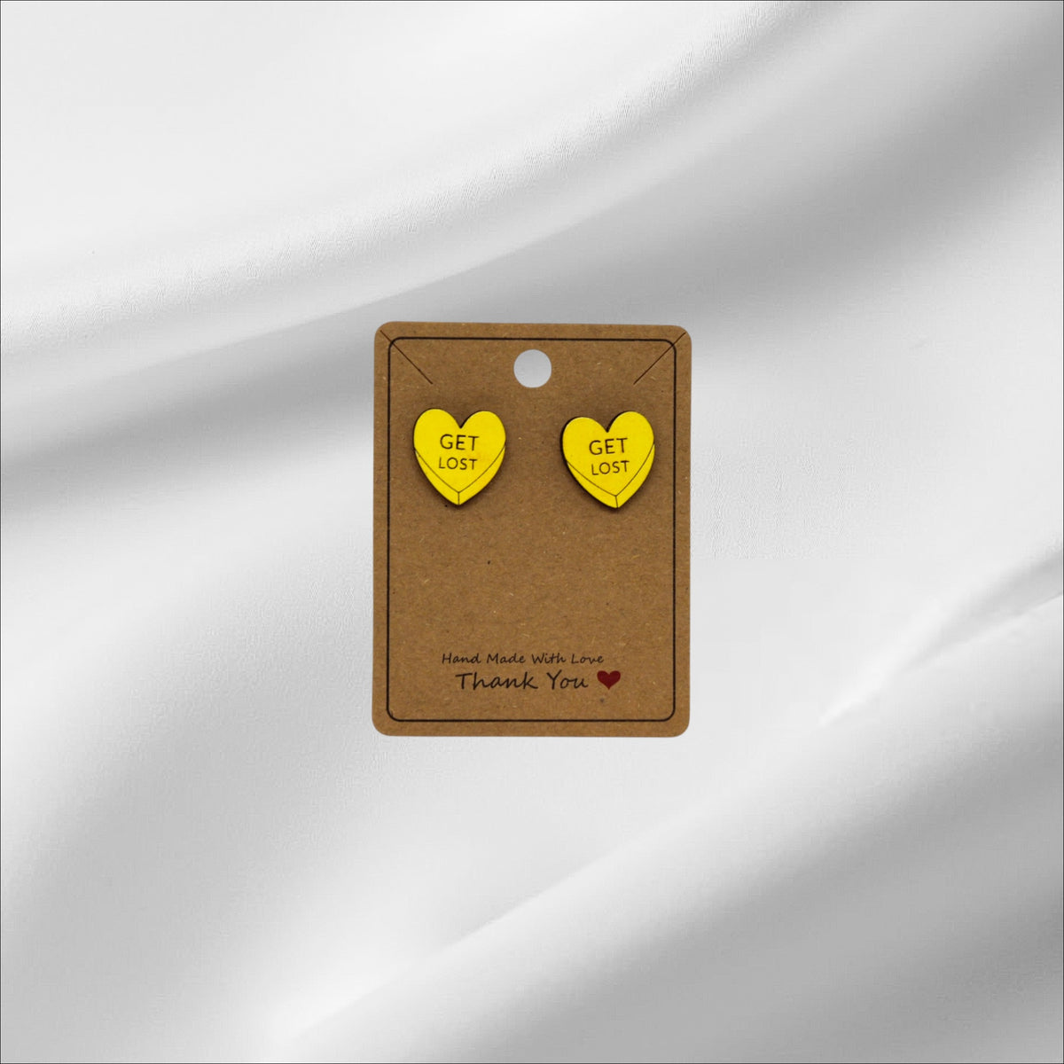 Wooden Yellow Get Lost Stud
