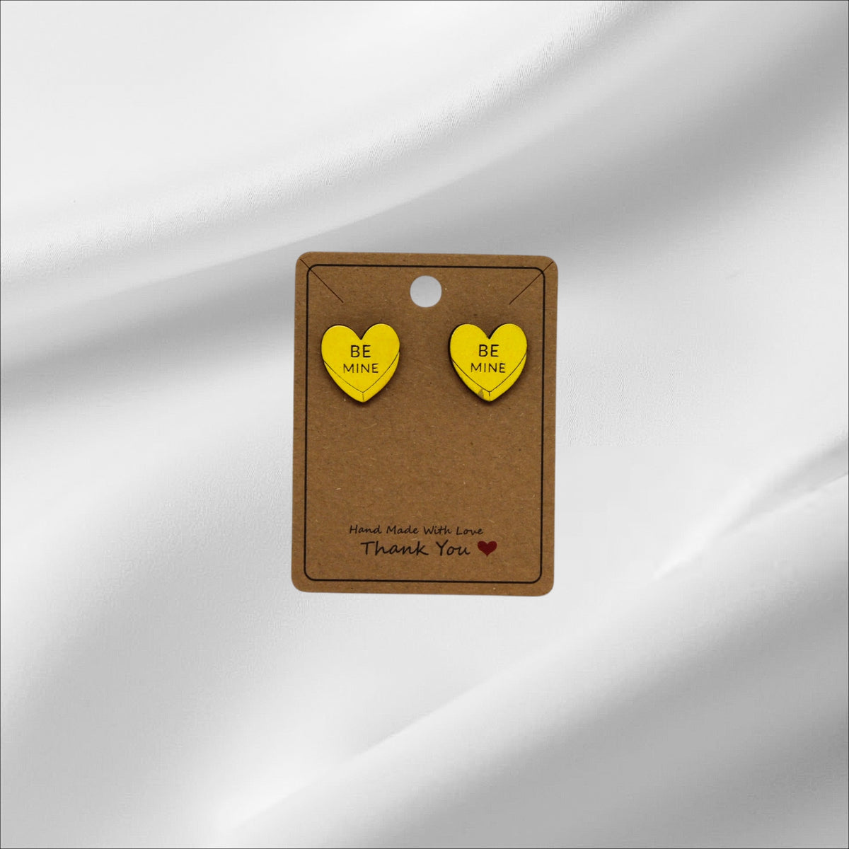 Wooden Yellow Be Mine Stud