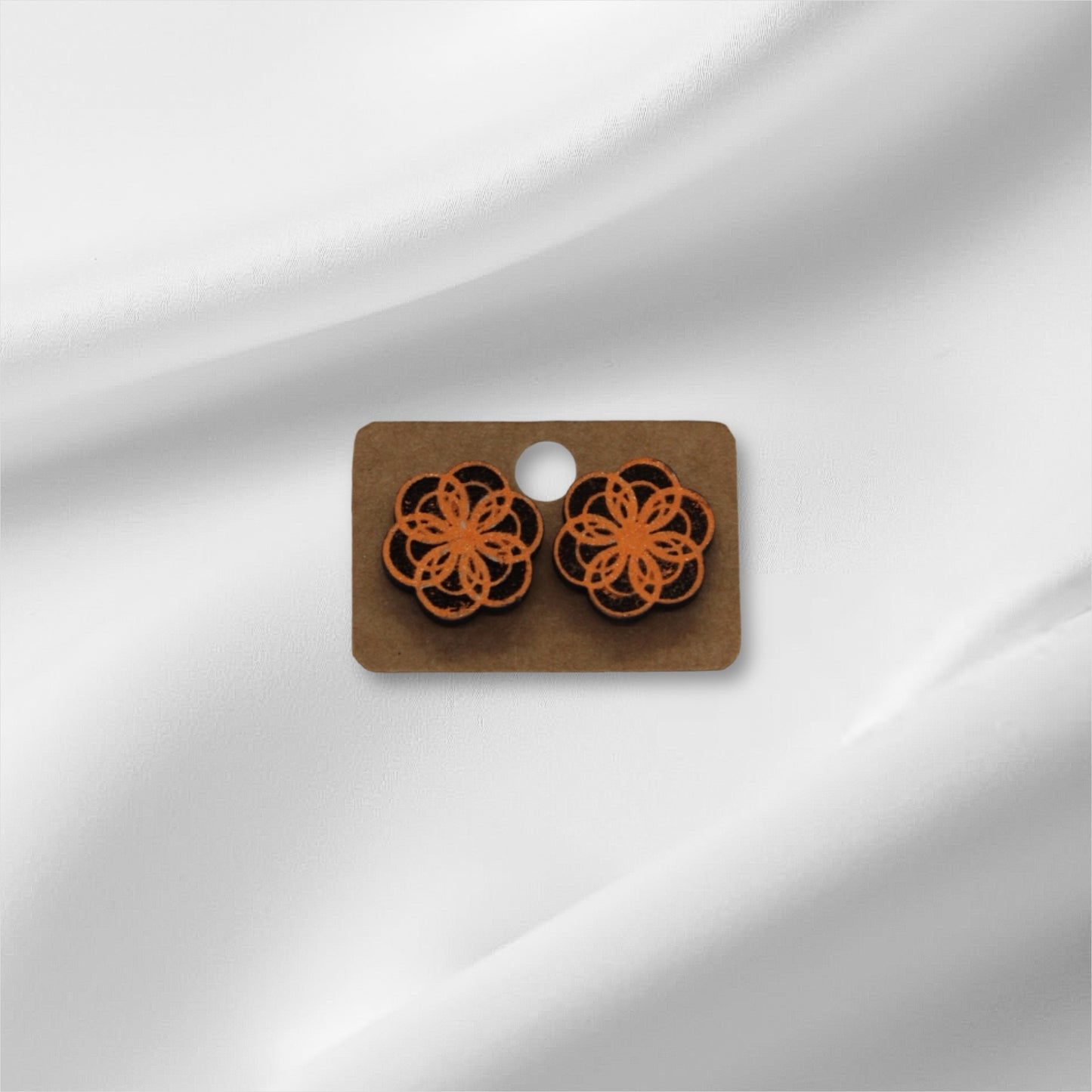 Wooden Small Orange Circle Stud