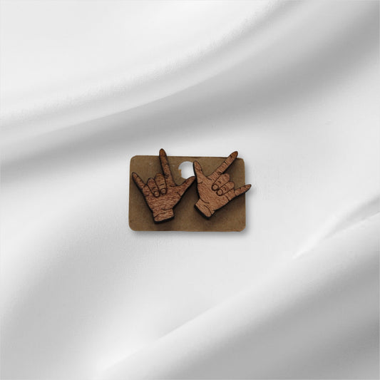 Wooden Rock Hands Stud