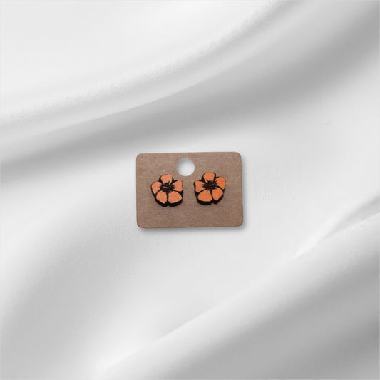 Wooden Orange Beach Flower Stud