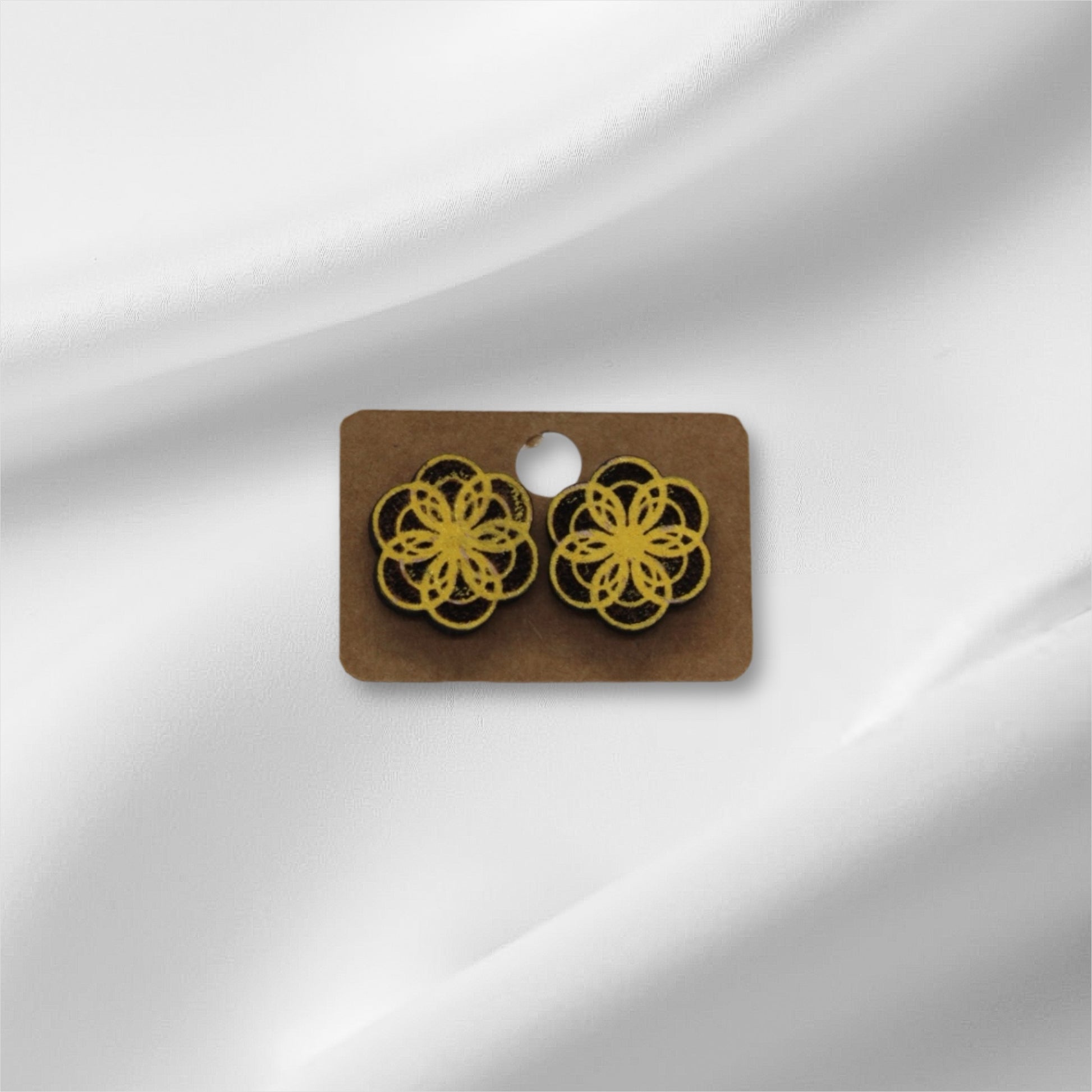 Wooden Small Yellow Circle Stud