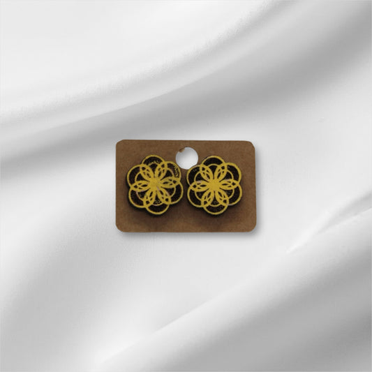 Wooden Small Yellow Circle Stud