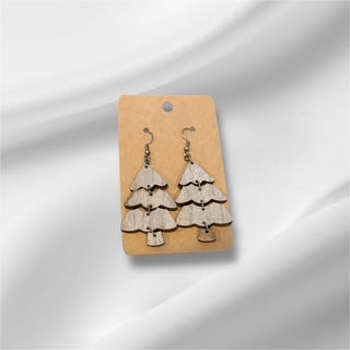 Wooden Christmas Tree Earring
