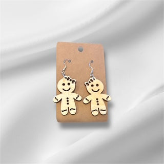 Wooden Gingerbread Girl Earring