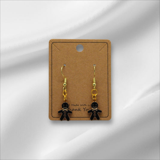 Black Gingerbread Man Earrings