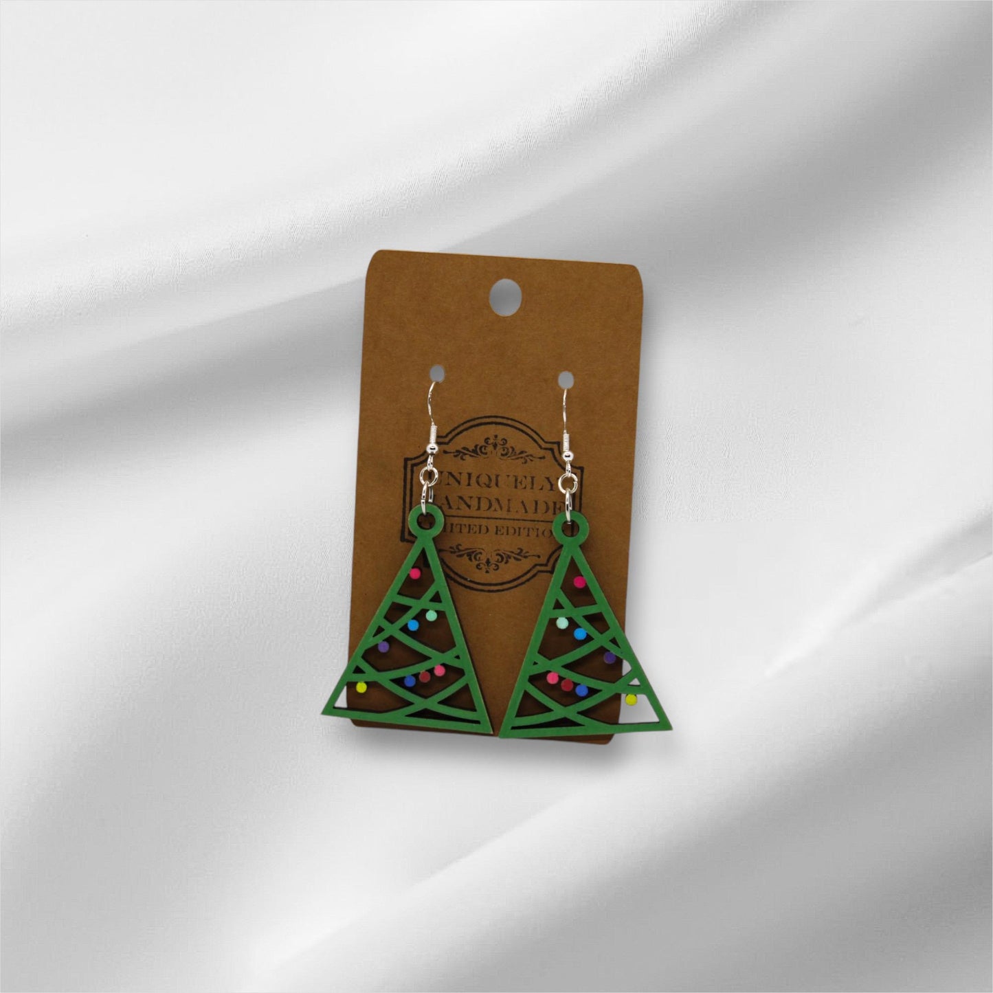 Wooden Colorful Christmas Tree Earring