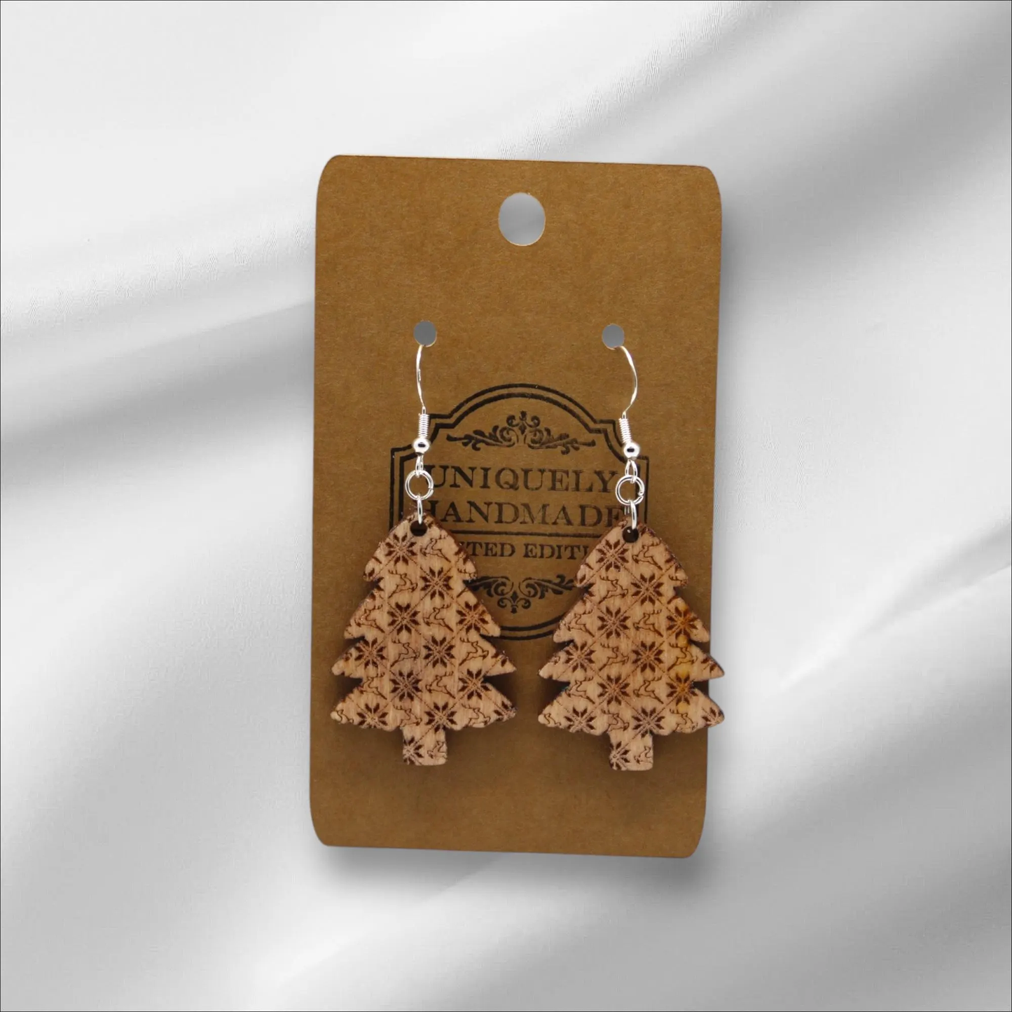 Wooden Christmas Tree Earring