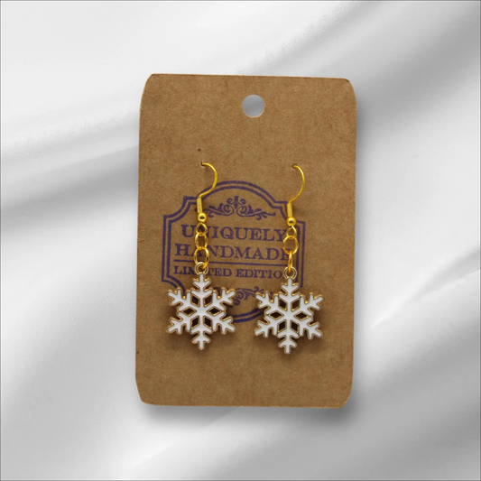 Small White Snowflake Earring