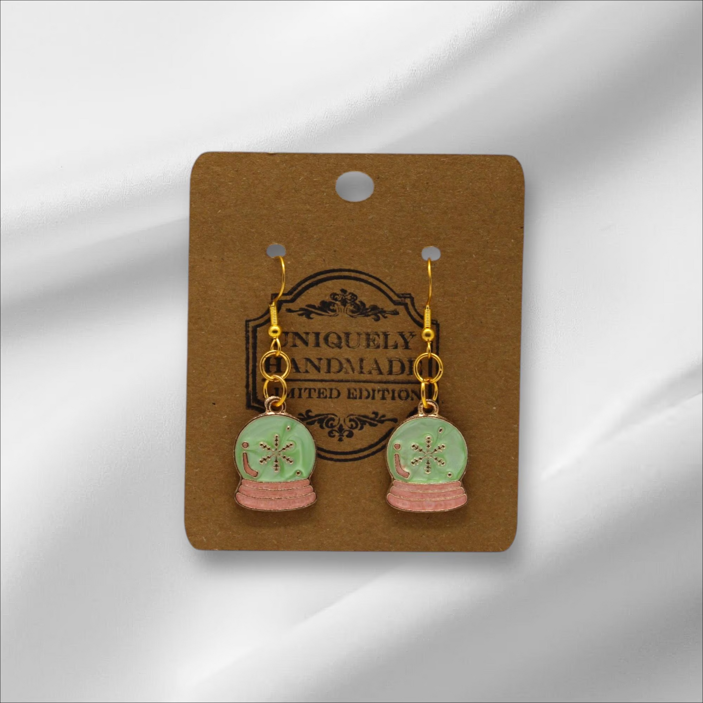 Green Snow Globe Earring