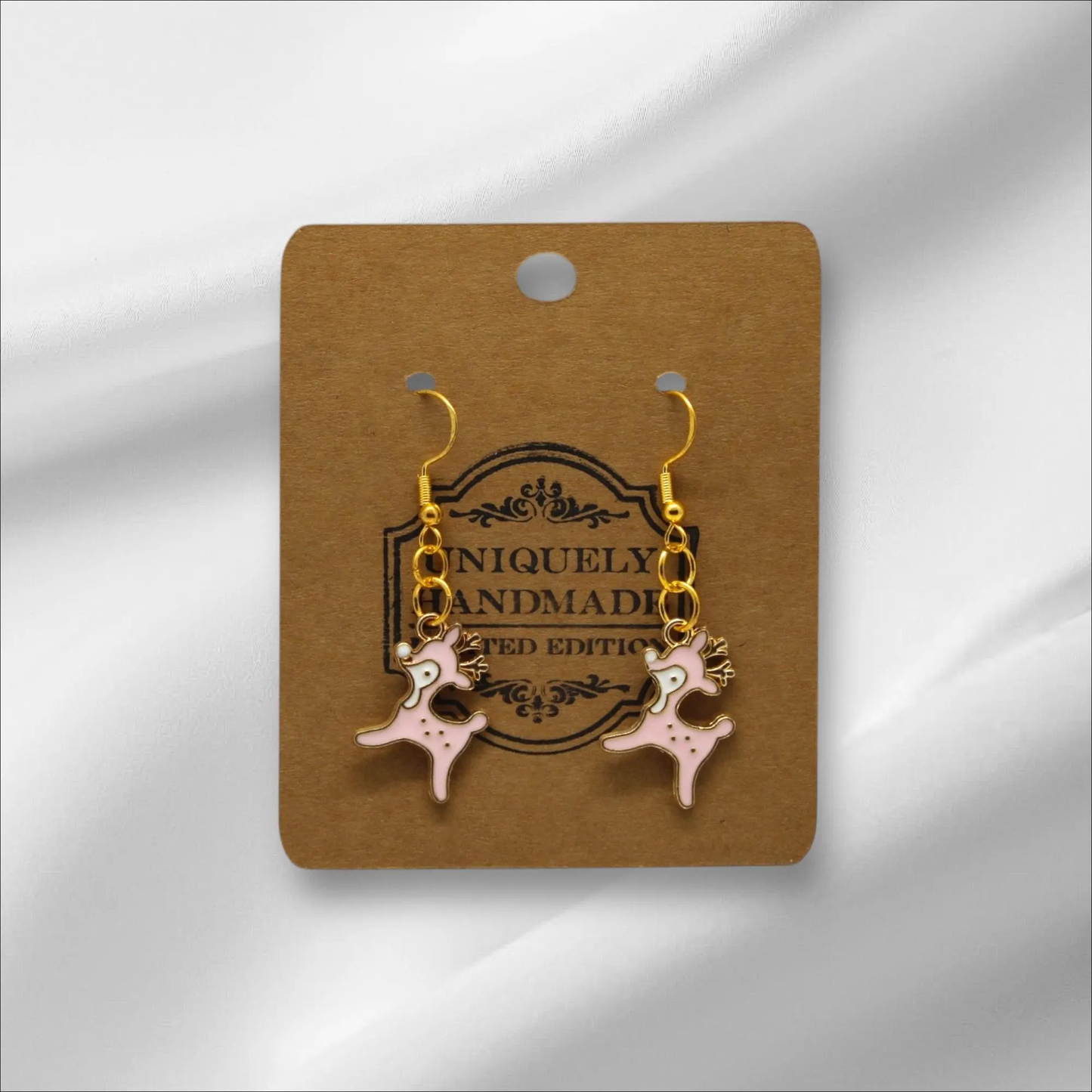 Cute Pink Reindeer Earring